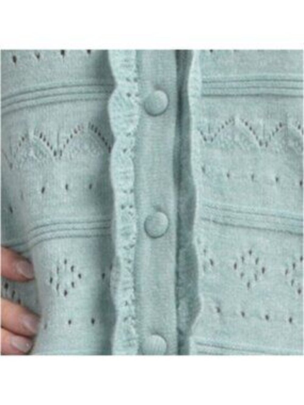 MARLED Ruffle Trim Pointelle Cardigan - Picture 4 of 5